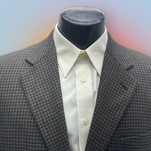 JOSEPH ABBOUD  Men’s 38R Brown Blue Check Wool Sport Coat Blazer - Picture 1 of 5